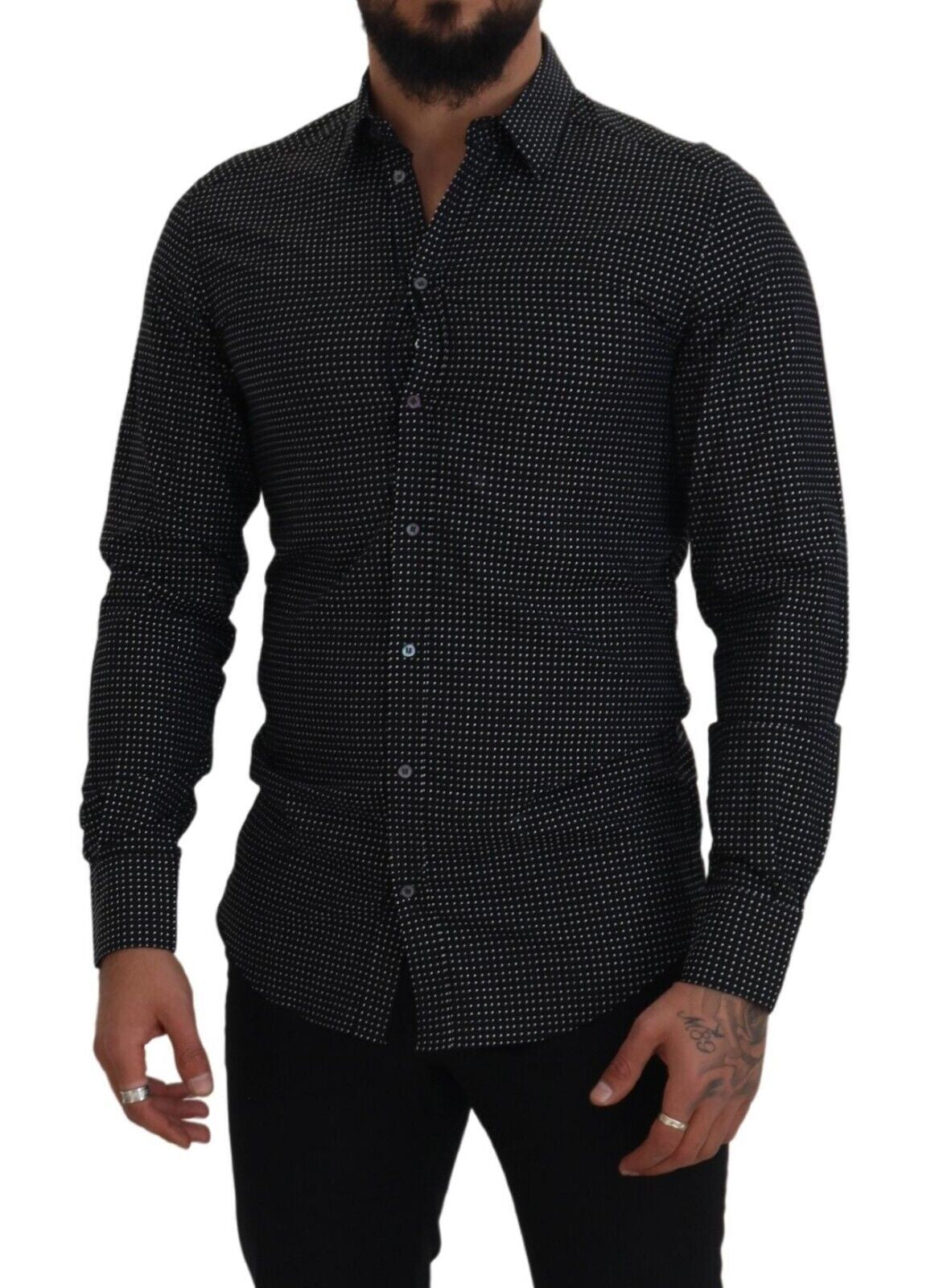 Elegant Polka Dot Cotton Dress Shirt