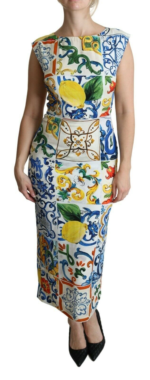 Mediterranean Majolica Maxi Sheath Dress