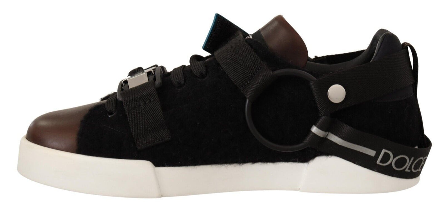 Elegant Shearling-Lined Leather Sneakers