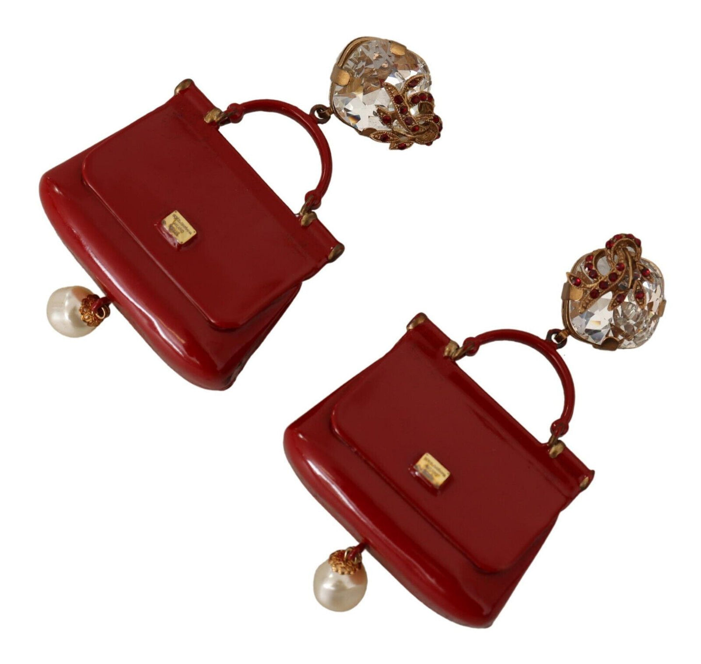 Enchanting Gold & Red Sicily Bag Earrings