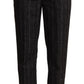 Elegant High-Waisted Striped Tapered Pants