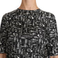 Black Musical Instruments Print Silk Blouse