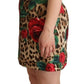 Chic Leopard Print Sequin Flora A-Line Dress