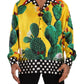 Multicolor Silk Oversize Cactus Print Shirt