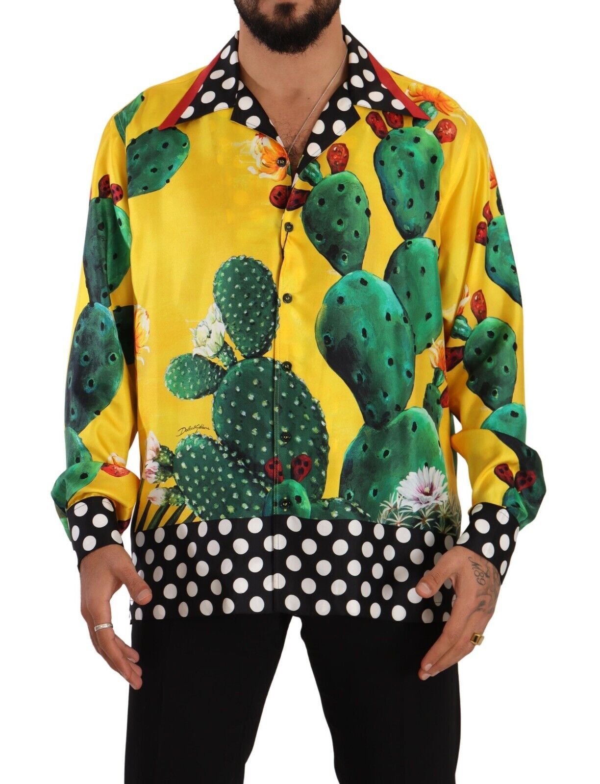 Multicolor Silk Oversize Cactus Print Shirt