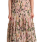 Elegant Floral Ruched Silk Long Dress