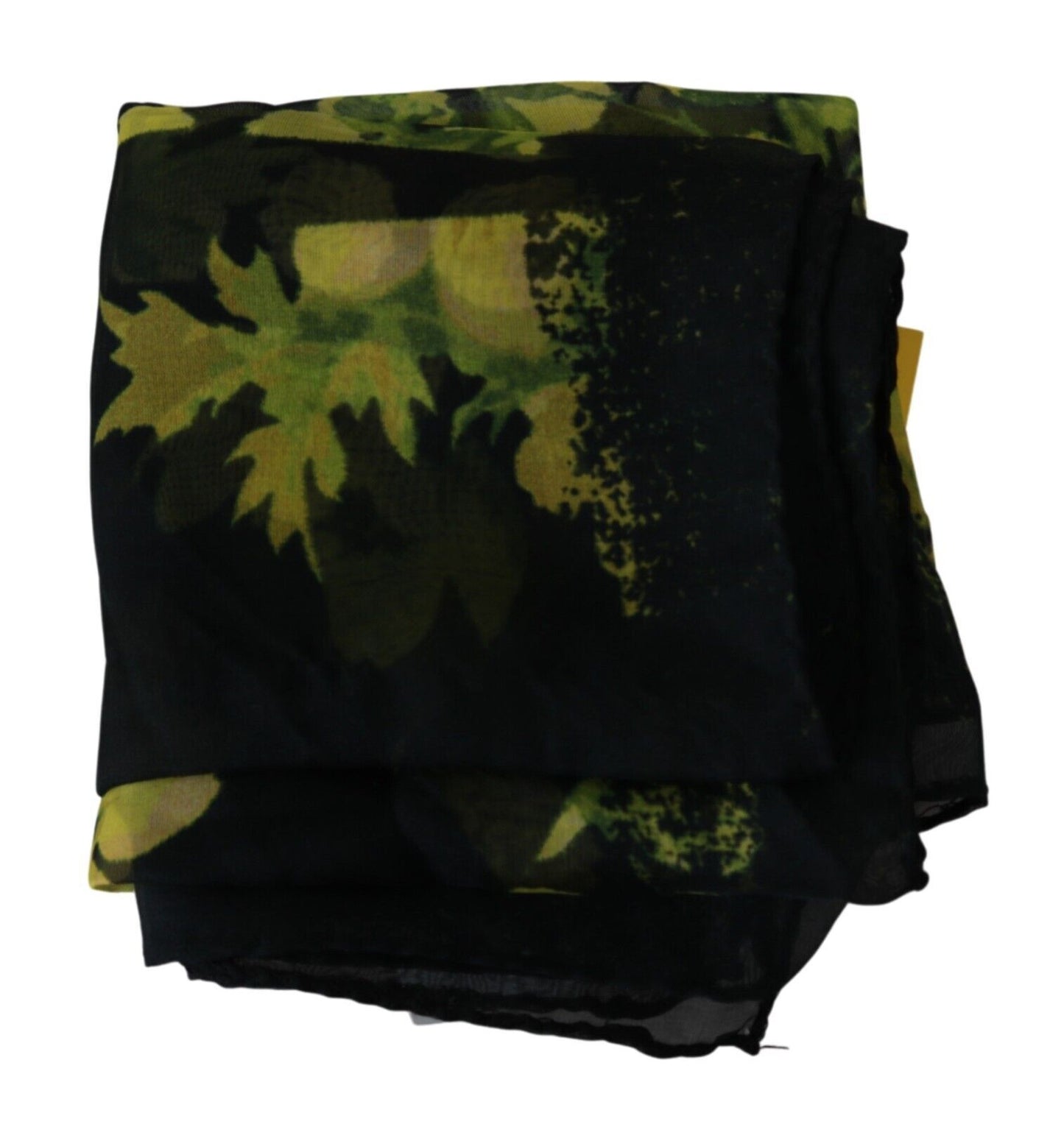 Black Yellow Floral Wrap Shawl Foulard Scarf