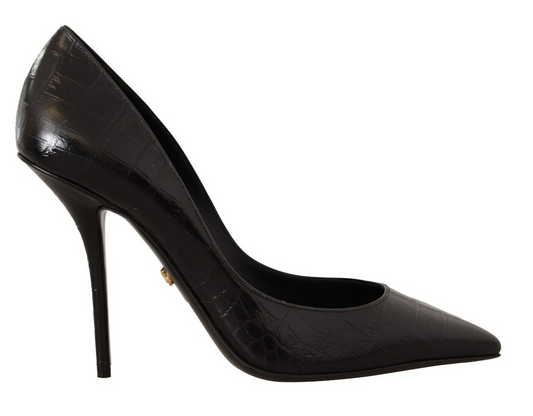 Elegant Black Leather Stiletto Pumps