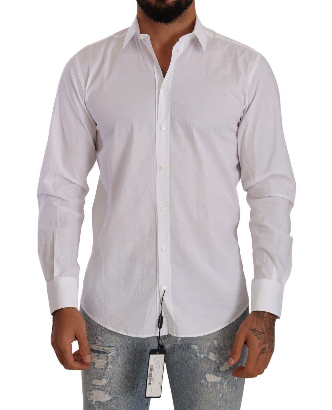 Elegant White Martini Dress Shirt