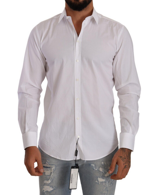 Elegant White Martini Dress Shirt