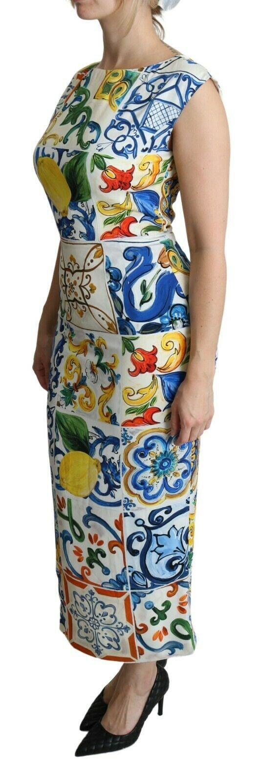 Mediterranean Majolica Maxi Sheath Dress