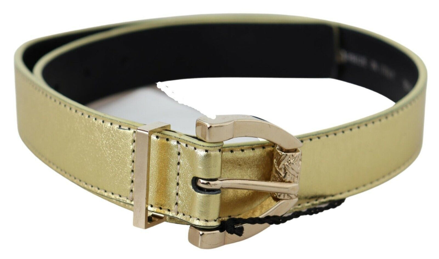 Elegant Gold-Tone Braided Leather Belt