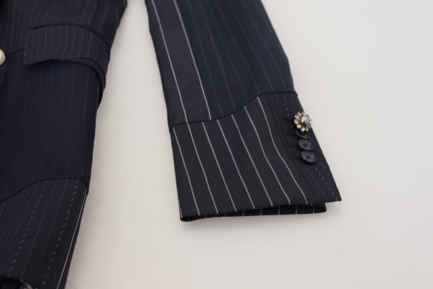 Navy Blue Double Breasted Slim Fit Blazer