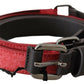 Red Brown Leather Silver Logo Buckle Waist Belt