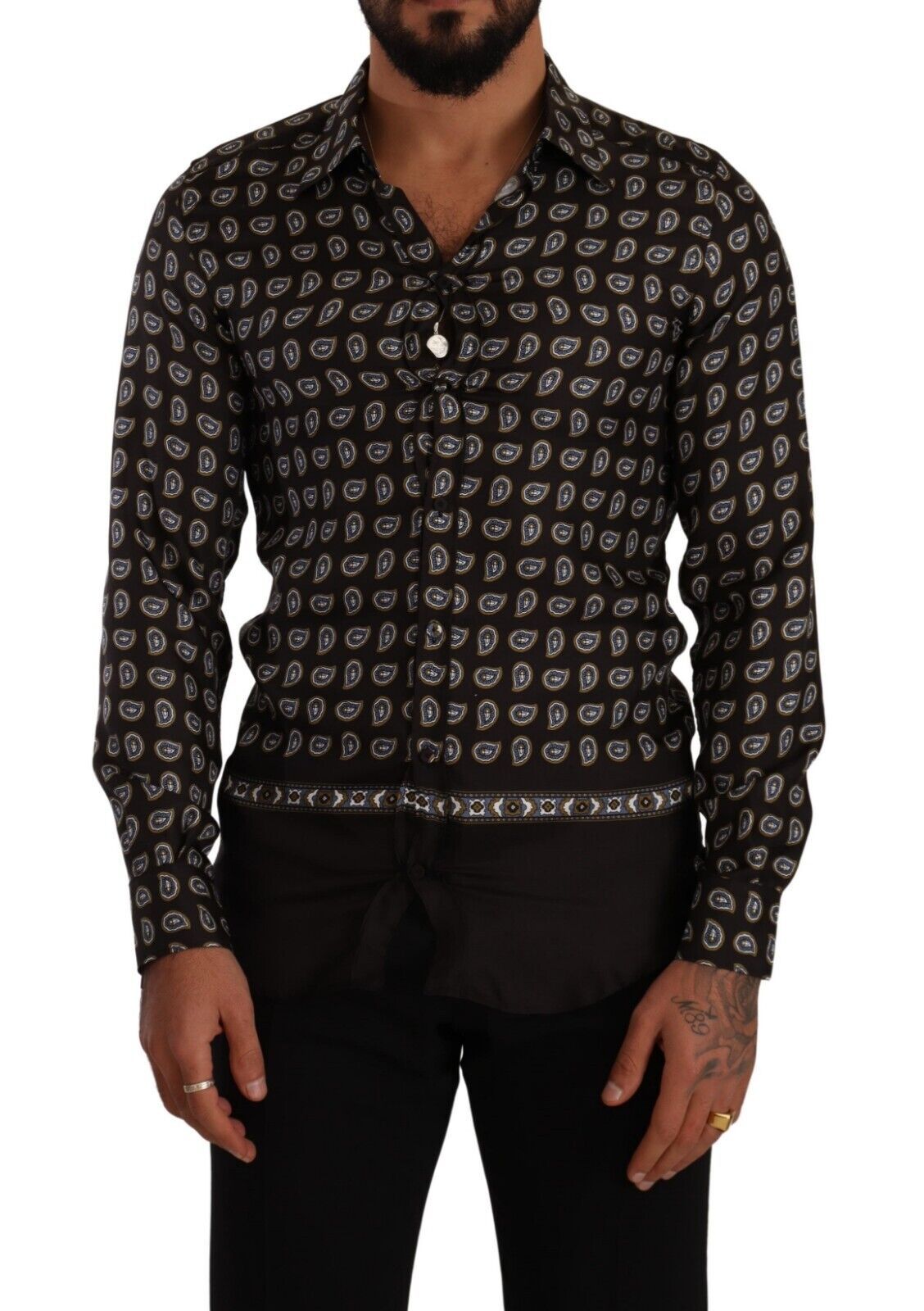 Elegant Silk Patterned Dress Shirt