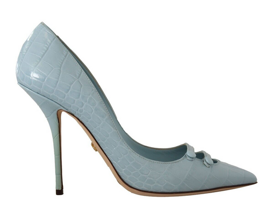 Elegant Light Blue Leather Pumps