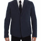 Elegant Blue Cotton Stretch Blazer Jacket