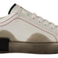 White and Gray Designer Leather Sneakers