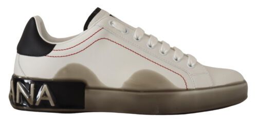 White and Gray Designer Leather Sneakers