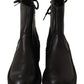 Chic Black Leather Lace-Up Ankle Boots