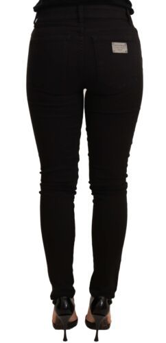 Chic Mid Waist Skinny Black Denim