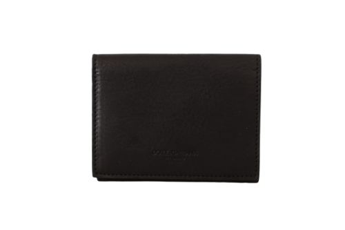 Elegant Black Leather Multi-Kit Trifold Wallet