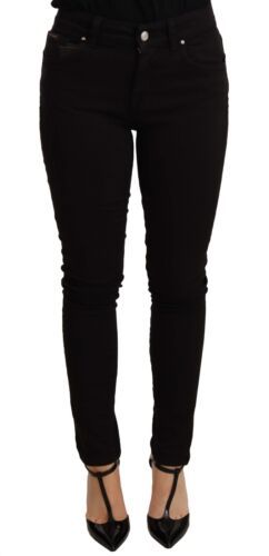 Chic Mid Waist Skinny Black Denim