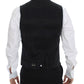 Black Wool Silk Stretch Dress Vest Blazer