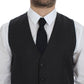 Gray Striped Wool Single Breasted Vest