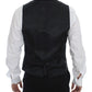 Gray Striped Wool Single Breasted Vest