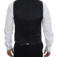 Black Striped Wool Single Breasted Vest
