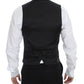 Black Striped Stretch Dress Vest Gilet
