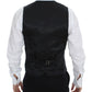 Black Striped Wool Silk Dress Vest Gilet