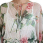 White Floral Roses Silk Maxi Gown Dress