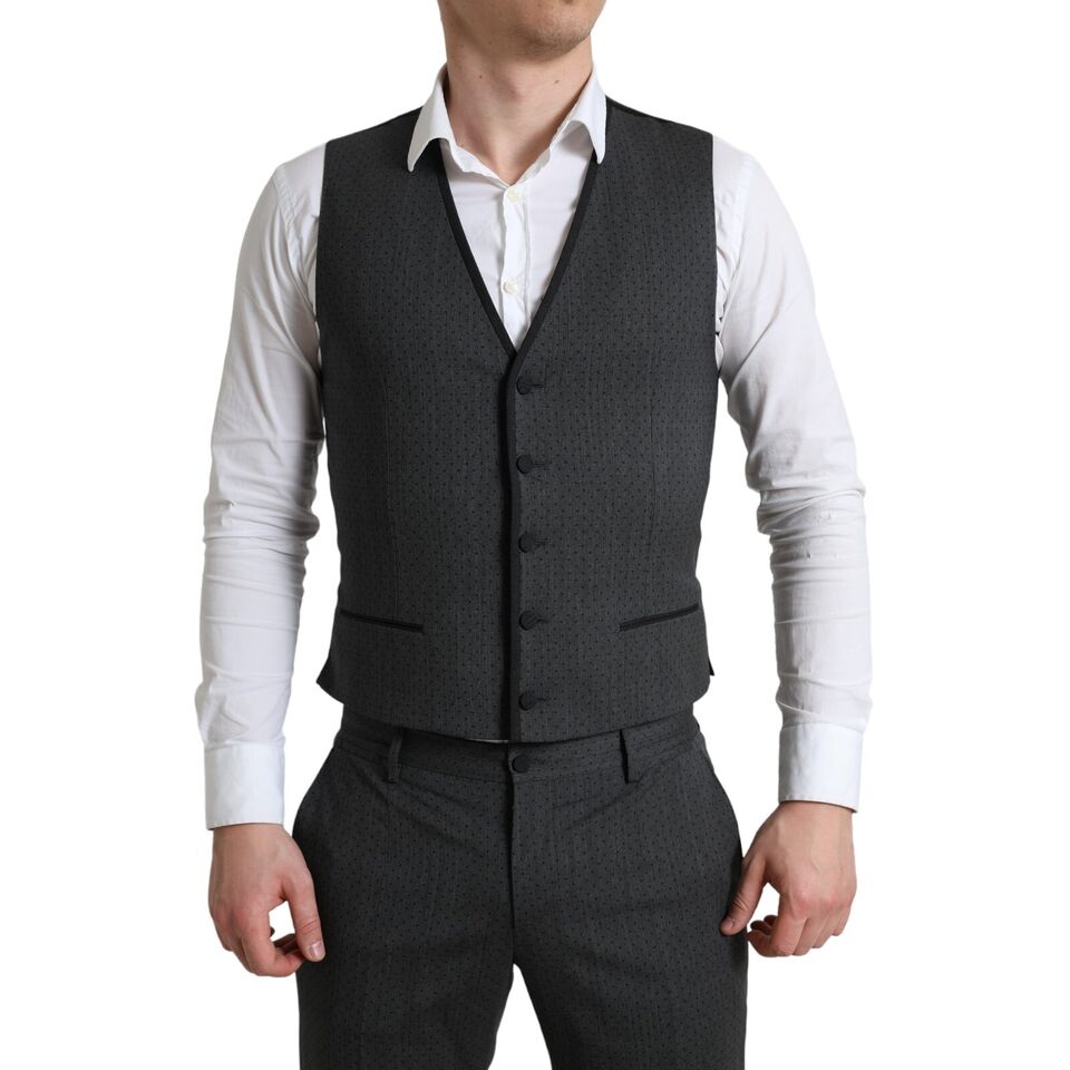 Gray Wool Long 3 Piece Two Button Suit