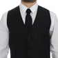 Gray Wool Silk Dress Vest Gilet Weste