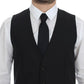 Black Wool Silk Dress Vest Gilet Weste