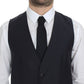 Blue Wool Formal Dress Vest Gilet Jacket
