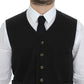 Black Cotton Blend Dress Vest Gilet