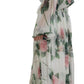 White Floral Roses Silk Maxi Gown Dress