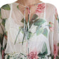 White Floral Roses Silk Maxi Gown Dress