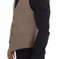 Beige Cotton Slim Fit Button Front Dress Vest