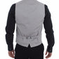 Gray Cotton Slim Fit Button Front Dress Vest