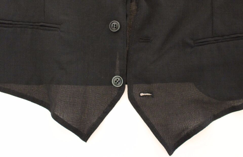 Black Wool Formal Dress Vest Gilet Jacket