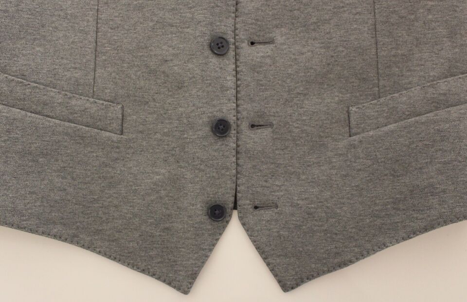 Gray Cotton Stretch Dress Vest Blazer