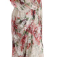 Multicolor Floral Silk Maxi A-Line Shift Dress