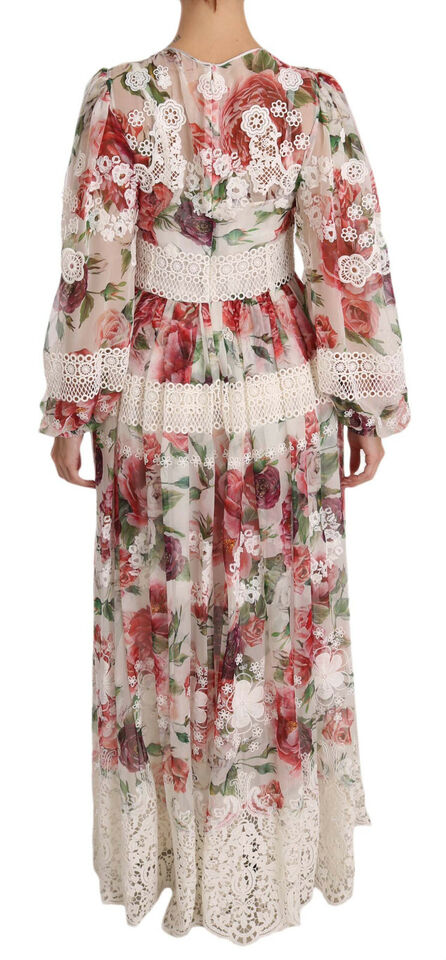 Multicolor Floral Silk Maxi A-Line Shift Dress