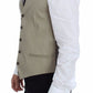 Beige Cotton Dress Vest Blazer Jacket