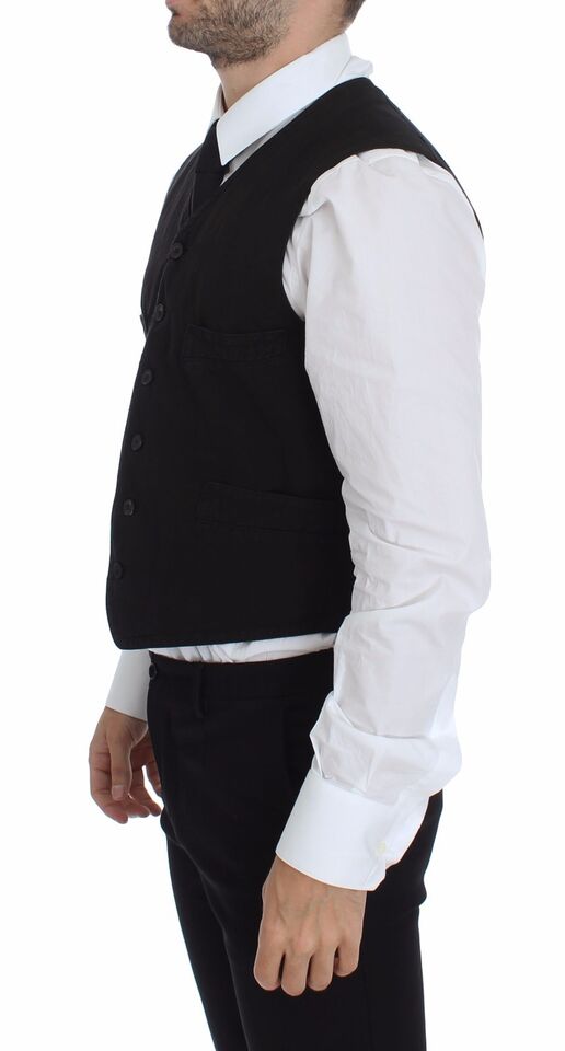 Black Flax Cotton Dress Vest Blazer