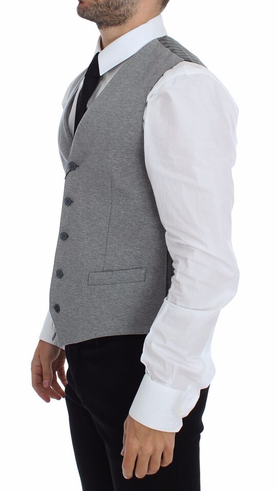 Gray Cotton Stretch Dress Vest Blazer